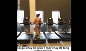 Cô gái chạy bộ liên tục giữa 7 máy chạy