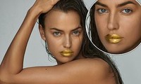 Irina Shayk táo bạo trong ảnh nude, đắp vàng trên môi