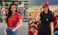 Dàn hoa, á hậu xinh đẹp trên sân Mỹ Đình cổ vũ U23 Việt Nam đá chung kết SEA Games