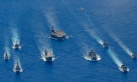 Hải quân Mỹ, Úc và Nhật Bản tập trận chung ở Biển Đông năm 2020. Ảnh: US Navy