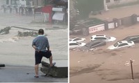 Video nước lụt cuồn cuộn cuốn bay hàng loạt ô tô ở Trung Quốc, xe biến mất trong 1 phút