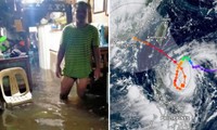 Video siêu bão Saola làm nhà sập xuống sông ở Philippines dù còn không đổ bộ