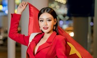 Đặng Thanh Ngân mặc vest đỏ rực, tự tin lên đường dự thi Hoa hậu Siêu quốc gia