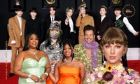 Thảm đỏ rực rỡ Grammys 2021: BTS hút spotlight, Taylor Swift đẹp như nàng tiên hoa