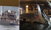 Hàng chục hành khách đang ăn tối may mắn thoát chết khi tàu nhà hàng chìm dần xuống sông 