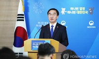 Bộ trưởng Thống nhất Hàn Quốc – ông Cho Myoung Gyon phát biểu trong cuộc họp báo ngày 2/1. Ảnh: Yonhap 