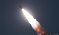 Hình ảnh vụ phóng tên lửa hồi tháng 3/2020 của Triều Tiên. Ảnh: Yonhap