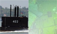 Tàu ngầm KRI Nanggala-402 (trái) và xác tàu ngầm dưới biển (phải). Ảnh: Reuters