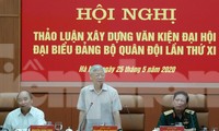 Tổng Bí thư, Chủ tịch nước, Bí thư Quân ủy T.Ư Nguyễn Phú Trọng phát biểu chỉ đạo hội nghị, sáng 25/5. Ảnh: Nguyễn Minh