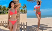 Thuý Ngân ‘Gạo nếp gạo tẻ’ diện bikini hồng rực bãi biển, dáng nuột nà đáng ghen tỵ
