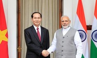 Chủ tịch nước Trần Đại Quang hội đàm với Thủ tướng Ấn Độ Narendra Modi. Ảnh: TTXVN.