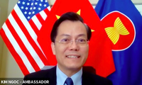 Đại sứ Việt Nam tại Mỹ Hà Kim Ngọc tại buổi trao đổi. (Ảnh: ĐSQ VN)