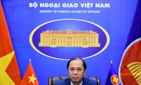 Thứ trưởng Ngoại giao Nguyễn Quốc Dũng dự cuộc họp. (Ảnh: Mofa)