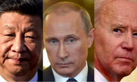 (Từ trái sang phải) Chủ tịch Trung Quốc Tập Cận Bình, Tổng thống Nga Vladimir Putin, Tổng thống Mỹ Joe Biden. (Ảnh: AP)