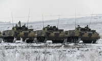 Lực lượng Nga tham gia đợt tập trận ở vùng Rostov hôm 27/1/2022. (Ảnh: Reuters)
