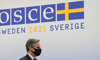 Ngoại trưởng Mỹ Antony Blinken trong một lần thăm trụ sở của OSCE tại Thuỵ Điển năm 2021. (Ảnh: Reuters) 