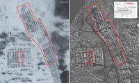 Hai bức ảnh vệ tinh mà hãng Maxar của Mỹ công bố về việc tập hợp lực lượng của Nga ở khu vực gần biên giới Ukraine