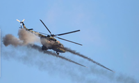 Một chiếc trực thăng tham gia cuộc tập trận chung của Nga và Belarus ngày 12/2. (Ảnh: Reuters)