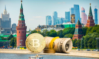 Các chuyên gia cho rằng Nga khó có thể dùng bitcoin và các loại tiền điện tử khác ở quy mô lớn để tránh biện pháp trừng phạt của phương Tây. (Đồ hoạ: KMR)