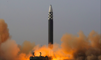 Hình ảnh tên lửa được Triều Tiên phóng thử ngày 24/3. (Ảnh: KCNA)