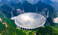Kính viễn vọng "Thiên nhãn" của Trung Quốc ở tỉnh Quý Châu. (Ảnh: Xinhua)