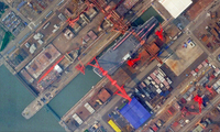 Ảnh vệ tinh chụp xưởng đóng tàu Giang Nam, nơi chế tạo tàu sân bay Phúc Kiến. (Ảnh: Planet Labs)