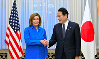 Chủ tịch Hạ viện Mỹ Nancy Pelosi và Thủ tướng Nhật Bản Fumio Kishida. (Ảnh: Reuters)