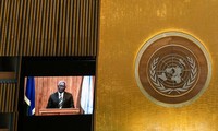 Thủ tướng Quần đảo Solomon Manasseh Sogavare trong một dịp phát biểu tại Liên Hợp quốc. (Ảnh: Reuters)