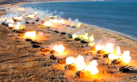 Một cuộc diễn tập của đơn vị pháo binh Triều Tiên. (Ảnh: KCNA)