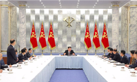 Bức ảnh ông Kim Jong Un chủ trì cuộc họp của đảng Lao động Triều Tiên được đăng ngày 31/12/2022. (Ảnh: KCNA)