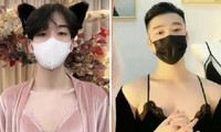 Hai người mẫu nam Trung Quốc mặc đồ lót để bán hàng trực tuyến