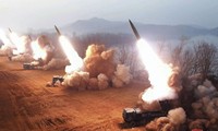 Hình ảnh Triều Tiên phóng ít nhất 6 tên lửa ngày 9/3. (Ảnh: KCNA)