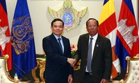 Phó Thủ tướng Trần Lưu Quang và Phó Thủ tướng, Bộ trưởng Quốc phòng Campuchia Tea Banh. (ảnh: Mofa)