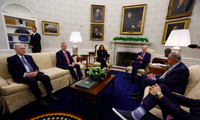 Tổng thống Mỹ Joe Biden và các lãnh đạo Quốc hội Mỹ không đạt được thoả thuận về trần nợ công sau cuộc họp ngày 16/5. (Ảnh: Reuters)