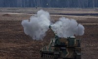 Lựu pháo K9 do Hàn Quốc sản xuất tham gia cuộc tập trận ở Ba Lan ngày 30/3/2023. (Ảnh: Reuters)