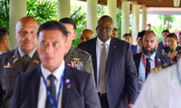 Bộ trưởng Quốc phòng Mỹ Lloyd Austin dự Đối thoại Shangri-La tại Singapore ngày 2/6. (Ảnh: Reuters)