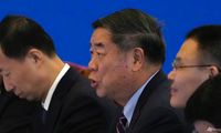Phó Thủ tướng Trung Quốc Hà Lập Phong trong cuộc đối thoại với Bộ trưởng Kinh tế Pháp Bruno Le Maire tại Bắc Kinh ngày 29/7. (Ảnh: AP)