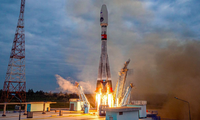 Luna 25 được phóng từ cảng vũ trụ Vostochny thuộc tỉnh Amur của Nga bằng tên lửa Soyuz-2 Fregat hôm 10/8. (Ảnh: AP)
