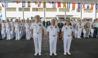 Sĩ quan Philippines và các nước tại lễ khai mạc chương trình tập trận Sama Sama 2023. (Ảnh: US Navy)