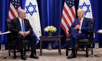 Tổng thống Mỹ Joe Biden trong cuộc gặp Thủ tướng Israel Benjamin Netanyahu bên lề kỳ họp Đại hội đồng Liên Hợp quốc ở New York tháng 9/2023. (Ảnh: AP)