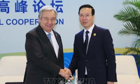 Chủ tịch nước Võ Văn Thưởng trong cuộc gặp Tổng Thư ký LHQ Antonio Guterres ngày 18/10. (Ảnh: TTXVN)