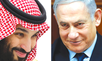 Thái tử Ả-rập Xê-út Mohammed bin Salman (trái) và Thủ tướng Israel Benjamin Netanyahu. (Ảnh: Reuters) 
