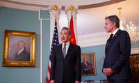 Ngoại trưởng Mỹ - Trung trong cuộc gặp tại Washington ngày 26/10. (Ảnh: Reuters)