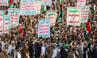 Một cuộc biểu tình ở Yemen để ủng hộ người Palestine. (Ảnh: Getty)