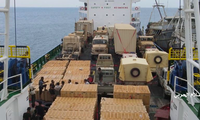 Con tàu chở hàng thuộc quyền quản lý của công ty Nhật Bản bị Houthi tịch thu. (Ảnh: Houthi)
