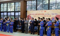 Chủ tịch nước Võ Văn Thưởng dự buổi giao lưu võ thuật Việt Nam - Nhật Bản. (Ảnh: TTXVN)