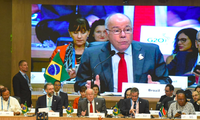 Ngoại trưởng Brazil Mauro Vieira phát biểu tại khai mạc hội nghị G20 ngày 21/2. (Ảnh: linkedin)