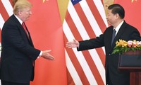 Chủ tịch Trung Quốc Tập Cận Bình đón Tổng thống Mỹ Donald Trump tại Đại lễ đường nhân dân năm 2017. (Ảnh: Getty)