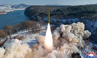 Triều Tiên vừa phóng tên lửa ra vùng biển phía đông. (Ảnh: KCNA)