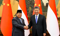 Chủ tịch Trung Quốc Tập Cận Bình tiếp Tổng thống đắc cử Indonesia Prabowo Subianto ngày 1/4. (Ảnh: China Daily)